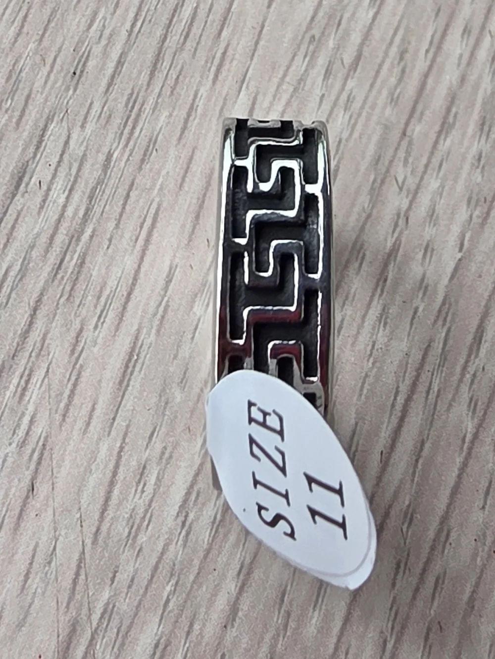 New Staunless Stell Greek Key Band Ring Geometric Size 11